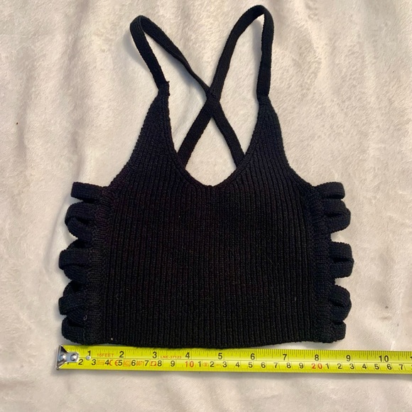 NEW Kimchi Blue Crop Top Small Black Sweater Cotton Acrylic Nylon Spandex NWOT - Picture 8 of 9